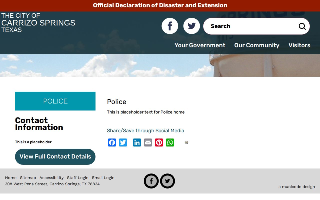 Carrizo Springs police department arrest record source page